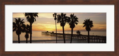 Framed Silhouette of a pier, San Clemente Pier, Los Angeles County, California Print