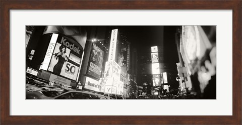 Framed Black and white view of Times Square, Manhattan Print