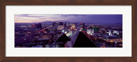 Framed City lit up at dusk, Las Vegas, Clark County, Nevada, USA Print