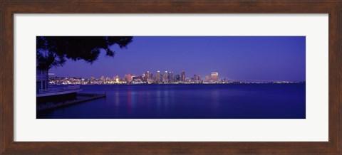 Framed San Diego in the Distance, Night View Print