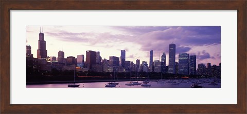 Framed Buildings at the Waterfront, Lake Michigan, Chicago (purple) Print