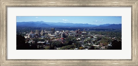 Framed Aerial view of a city, Asheville, Buncombe County, North Carolina, USA 2011 Print