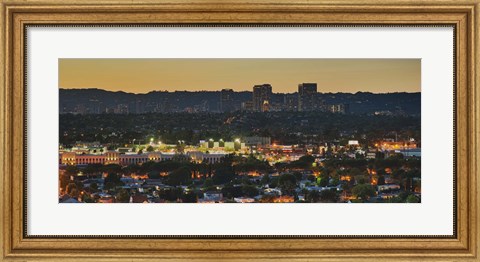 Framed Century City at dusk, Culver City, Los Angeles County, California Print