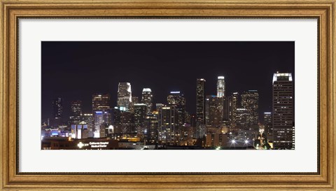 Framed Buildings lit up at night, Los Angeles, California, USA 2011 Print