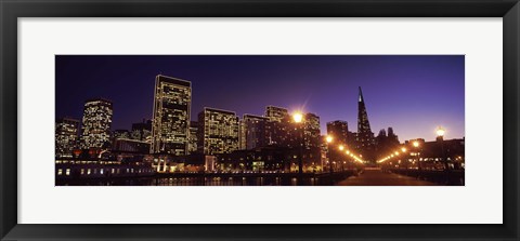 Framed Waterfront Buildings at Dusk, San Francisco, California Print