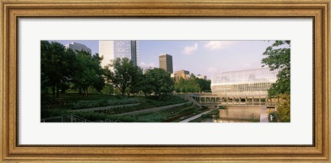 Framed Devon Tower and Crystal Bridge Tropical Conservatory, Oklahoma City, Oklahoma, USA Print
