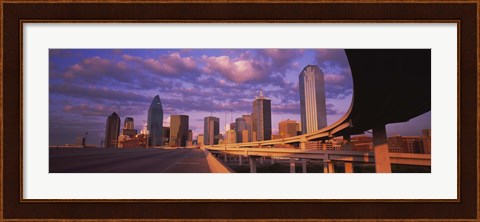 Framed Dallas Skyscrapers ( Purple Sky) Print