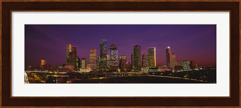 Framed Buildings lit up at night, Houston, Texas, USA Print