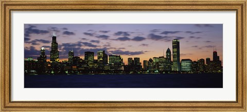 Framed Chicago Skyline at Dusk Print