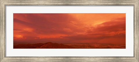 Framed Storm clouds over mountains at sunset, South Mountain Park, Phoenix, Arizona, USA Print