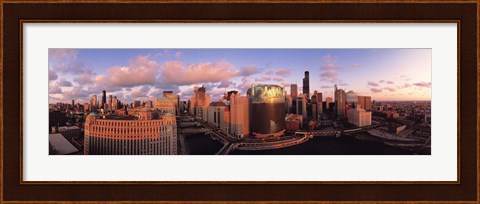 Framed Sun reflecting off skyscrapers, Chicago IL Print