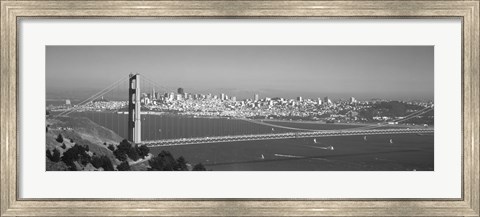 Framed Golden Gate Bridge, San Francisco, California, USA (black &amp; white) Print