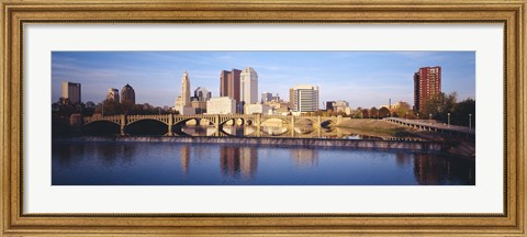Framed Bridge across a river, Scioto River, Columbus, Ohio, USA Print