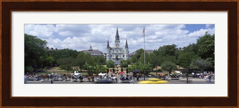 Framed Cathedral at the roadside, St. Louis Cathedral, Jackson Square, French Quarter, New Orleans, Louisiana, USA Print