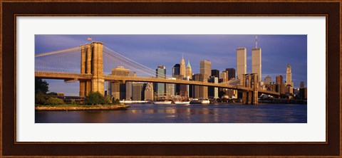 Framed Bridge over a river, Brooklyn Bridge, Manhattan, New York City, New York State, USA Print