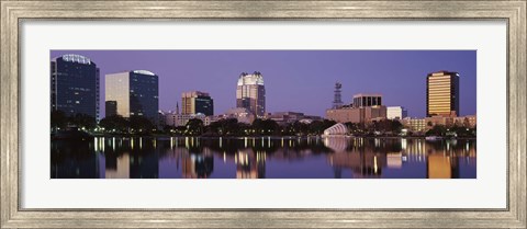 Framed Office Buildings Along The Lake, Lake Eola, Orlando, Florida, USA Print