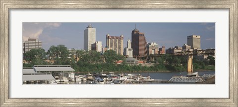 Framed Boats moored at a harbor, Mud Island, Memphis, Tennessee, USA Print