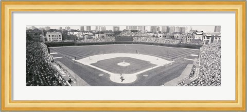 Framed Wrigley Field in black and white, USA, Illinois, Chicago Print