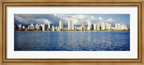 Framed Buildings at the waterfront, Honolulu Print