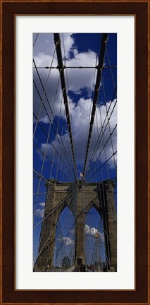 Framed Low angle view of a bridge, Brooklyn Bridge, Manhattan (color, vertical) Print