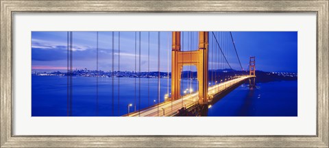 Framed Golden Gate Bridge Lit Up (close up view) Print