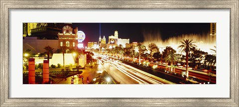 Framed Buildings in a city lit up at night, Las Vegas, Nevada Print