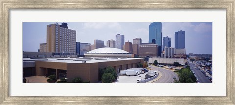 Framed High Angle View Of Office Buildings In A City, Dallas, Texas, USA Print