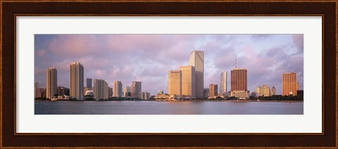 Framed Waterfront And Skyline At Dusk, Miami, Florida, USA Print