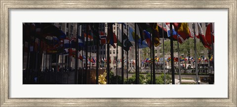 Framed Flags in a row, Rockefeller Plaza, Manhattan, New York City, New York State, USA Print