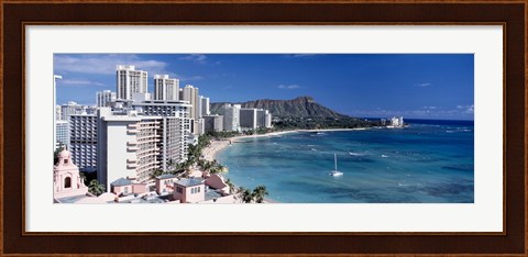 Framed Buildings at the waterfront, Waikiki Beach, Honolulu, Oahu, Maui, Hawaii, USA Print
