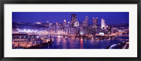 Framed USA, Pennsylvania, Pittsburgh at Dusk Print