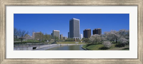 Framed Skyscrapers near a canal, Brown&#39;s Island, Richmond, Virginia, USA Print