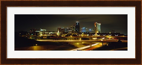 Framed Buildings Lit Up At Night, Kansas City, Missouri, USA Print