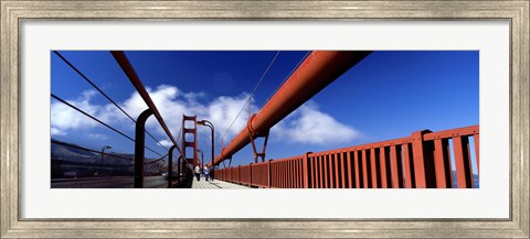 Framed Tourist Walking On A Bridge, Golden Gate Bridge, San Francisco, California, USA Print