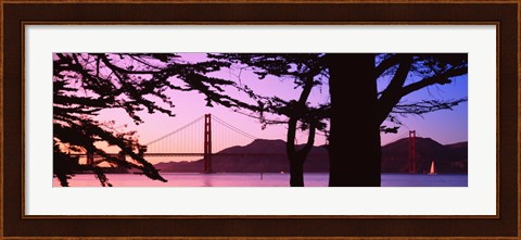 Framed Suspension Bridge Over Water, Golden Gate Bridge, San Francisco, California, USA Print