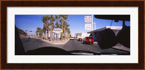 Framed Traffic entering downtown, Las Vegas, Nevada, USA Print