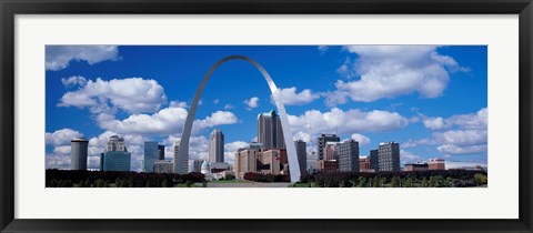 Framed Metal arch in front of buildings, Gateway Arch, St. Louis, Missouri, USA Print