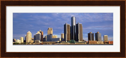 Framed Skyscrapers at the waterfront, Detroit, Michigan Print