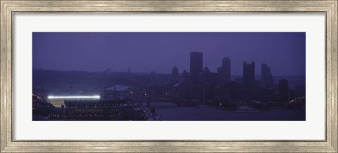 Framed Buildings in a city, Heinz Field, Three Rivers Stadium, Pittsburgh, Pennsylvania, USA Print
