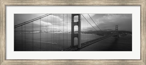 Framed High angle view of a bridge across the sea, Golden Gate Bridge, San Francisco, California Print