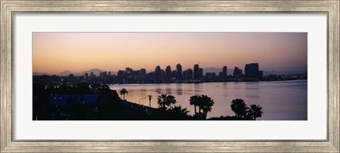 Framed Silhouette of buildings at the waterfront, San Diego, San Diego Bay, San Diego County, California, USA Print