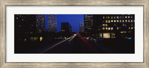 Framed Buildings lit up at night, Century City, Los Angeles, California, USA Print