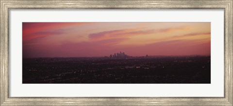 Framed Red sky over Los Angeles, California Print
