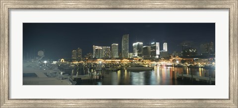 Framed Boats at a harbor with buildings in the background, Miami Yacht Basin, Miami, Florida, USA Print
