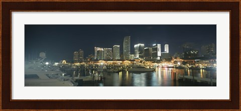 Framed Boats at a harbor with buildings in the background, Miami Yacht Basin, Miami, Florida, USA Print