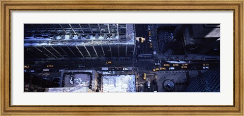 Framed Aerial view of vehicles on the road in a city, New York City Print