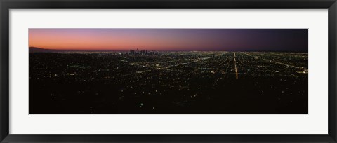Framed High angle view of a city at night from Griffith Park Observatory, City Of Los Angeles, Los Angeles County, California, USA Print