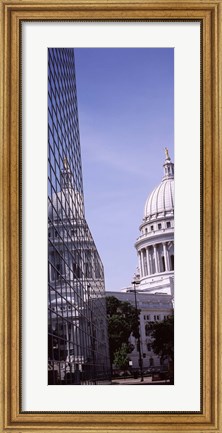 Framed Low angle view of a government building, Wisconsin State Capitol, Madison, Wisconsin, USA Print