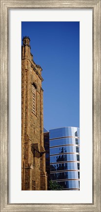 Framed Skyscrapers in a city, Presbyterian Church, Midtown plaza, Atlanta, Fulton County, Georgia, USA Print