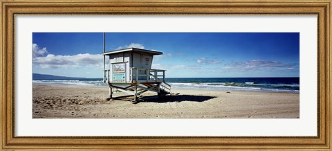 Framed Lifeguard hut on the beach, 8th Street Lifeguard Station, Manhattan Beach, Los Angeles County, California, USA Print